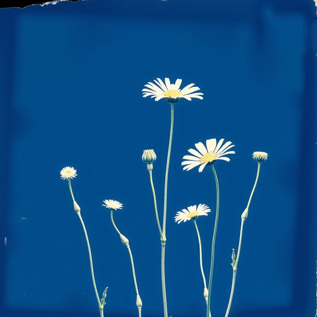 Polne kwiaty cyjanotypia